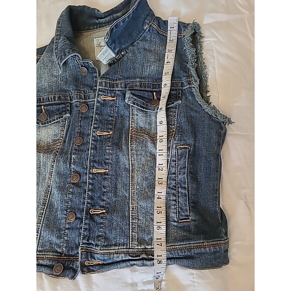 American Rag Size Medium Womens Denim Blue Denim Jean Vest Button Up Boho Hippie - Picture 7 of 7